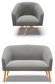Sofá Namoradeira e Poltrona Giratória MA30 Stella Suede D03 - D'Rossi - Grafite