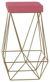 Banqueta Decorativa Kathy Base Gold Suede Rosa G41 - Gran Belo