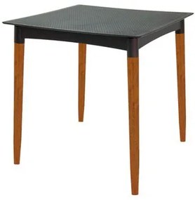 Mesa Tramontina Laura Rattan 70 cm Polipropileno Preto Pernas Madeira