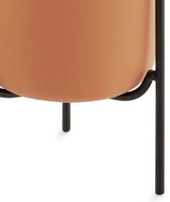 Cachepot Terracota em Cimento com Suporte Metálico Preto 15x10,5 cm - D'Rossi