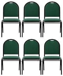 Kit 6 Cadeiras Hoteleiras Auditório Empilhável Linho Z33 Verde - Mpoze