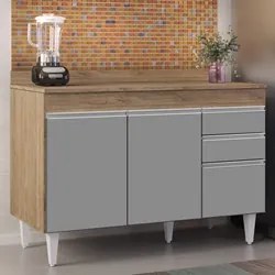 Balcão Gabinete para pia com Tampo 120cm Michigan Cast/Cinza - Lumil