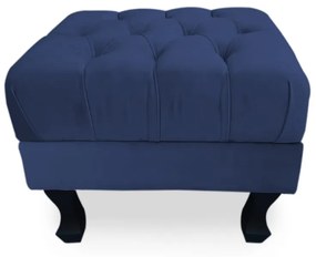 Puff Baú Decorativo Capitonê Luis XV 50x40cm Suede Azul Escuro - Sheep Estofados - Azul escuro