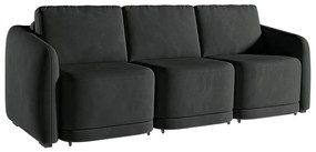 Sofá Cama Modulado Retrátil e Reclinável Decorativo Varsóvia 246cm Veludo Cinza Chumbo G33 - Gran Belo
