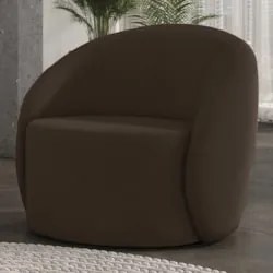 Poltrona Sala Decorativa Redonda 91cm Steve Suede Marrom I01  - Mpozen