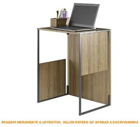 Escrivaninha Multifuncional Tampo Castanho Base Preta 76cm - 62363 Sun House