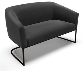 Sofá Namoradeira e Poltrona Base Industrial Preto Stella Suede D03 - D'Rossi - Preto