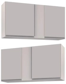 Kit 02 Armários Aéreo de Cozinha Lavanderia 02 Portas Agata 100 cm - D'Rossi - Branco
