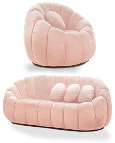 Sofá 2 Lugares com Poltrona Orgânica Fixa Cloud Bouclê E03 - D'Rossi - Rose