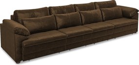 Sofá Retrátil Elétrico Sala de Estar Nolan Bipartido 339cm Conforto Premium em Couro Marrom Chocolate Manchado G58 - Gran Belo