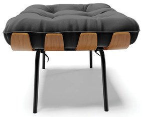 Kit 02 Puffs Costela Suede Base Metálica Preto - D'Rossi - Preto