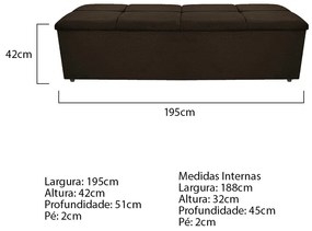 Calçadeira Munique 195 cm King Size Corano Marrom - ADJ Decor
