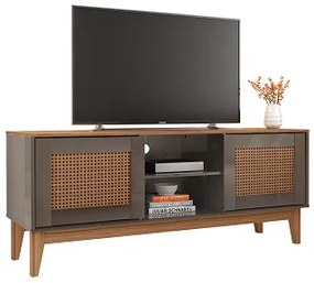 Rack Safira 1.35 Cinza Perola/Noce - Casa D Móveis