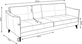 Sofá Sala de Estar Decorativo Living 204cm Pés de Madeira Peoria Couro Marrom Chocolate Manchado G93 - Gran Belo