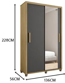 Guarda Roupa Suécia Com Espelho Cinamomo/Grafite - RV Móveis