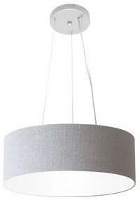 Lustre Pendente Cilíndrico Md-4181 Cúpula em Tecido 40x15cm Rustico Cinza - Bivolt