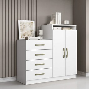 Cômoda Quarto 2 Portas Sapateira 120cm Elára A09 - D'Rossi - Atacama e Branco