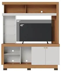 Estante Painel para TV 50 Pol Minas C05 Freijó/Off White - Mpozenato