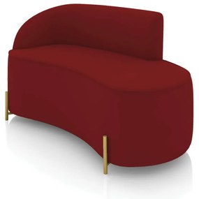 Sofá 2 Lugares Orgânico 140cm Pé Ferro Dourado Morgan Veludo Marsala