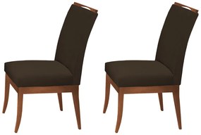Conjunto 2 Cadeiras Sala de Jantar Lana Aveludado Marrom