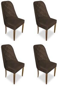 kit com 4 Cadeiras de Jantar Dublin Suede Marrom