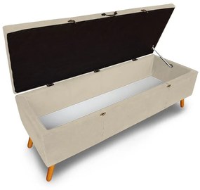 Calçadeira Baú Queen 160cm Caribe Pés Palito Suede Bege - Sheep Estofados - Bege
