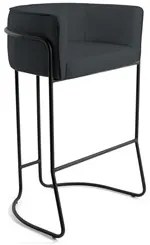 Kit 4 Banquetas Decorativas Base Aço Preto Betina D-465 Linho Chumbo -