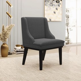 Cadeira Sala de Jantar Base Madeira Preto Kit 4 Liz Bouclê D03 - D'Rossi - Grafite