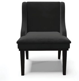 Cadeira de Jantar Liz Veludo Base Fixa Madeira Preto - D'Rossi - Preto