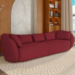 Sofá 4 Lugares 292cm Orgânico Pé Madeira Yume Veludo Bordo Z55 - Mpoze