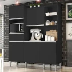 Armário de Cozinha Compacta 160cm 5 Portas Isabel Preto     - AJL Móve