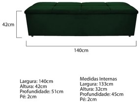 Calçadeira Munique 140 cm Casal Suede Verde - ADJ Decor
