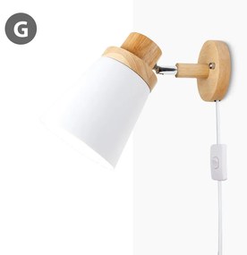 Arandela Luminária de parede de madeira com tomada e cabo de linha 1.2 metros com interruptor botão, luz criativa de cabeceira, tomada eua/ue, 10cm, base de madeira - G - Cinza