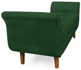 Recamier Olinda Veludo Verde 160 cm Pés Chanfrado Castanhos - D'Rossi