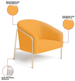 Poltrona Sala Industrial Alta Champanhe Stella Bouclê D03 - D'Rossi - Mostarda