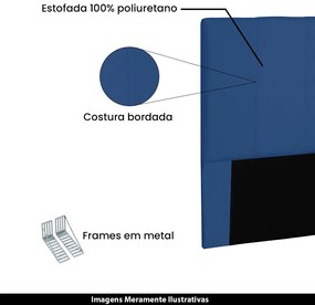 Cabeceira Decorativa Casal 1,40M Erza Suede Azul Marinho G63 - Gran Belo