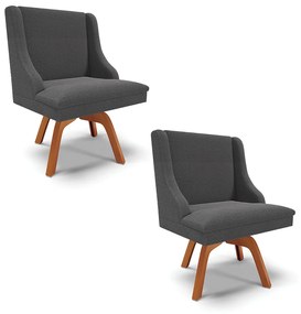 Cadeira Sala de Jantar Giratória MM35 kit 2 Liz Bouclê D03 - D'Rossi - Grafite