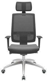 Cadeira Office Brizza Tela Preta Com Encosto Assento Facto Dunas Cinza Autocompensador 126cm - 62995 Sun House