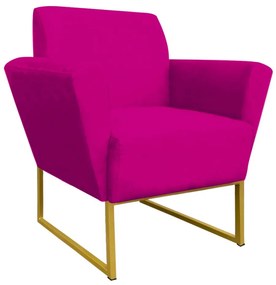 Poltrona Dora Suede Base Metálica Dourado D'Rossi - Pink
