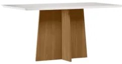 Mesa de Jantar Retangular 160cm 6 Lugares Zuma Ypê/Off N02  - Mpozenat
