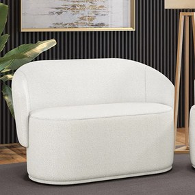 Sofá 2 Lugares Namoradeira Orgânica para Sala Malu Bouclê M11 - D'Rossi - Off White
