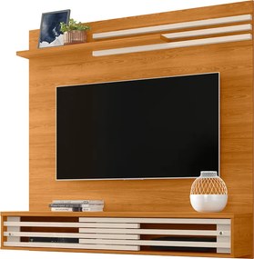 Painel TV 55 Pol 136cm Bancada Suspensa para Sala Briven Cinamomo/Off White M20 - D'Rossi