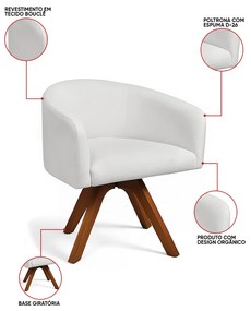 Poltrona Sala Base Giratória Madeira Arielle Bouclê Cinza D03 - D'Rossi