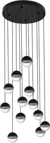 Pendente Led Aco E Aluminio Preto 65W 3000K Hemisferio