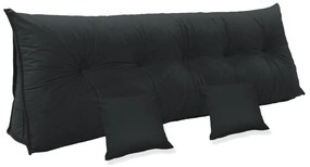 Kit Almofada Mel 1,40 + 2 Almofadas 40x40 Suede Cinza Grafite