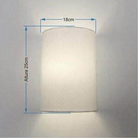 Arandela Meia Cana Retro Md-2003 Cúpula em Tecido 25/18x10cm Branco - Bivolt