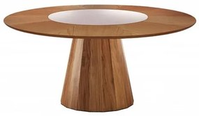 Mesa Akira Tampo Cinamomo Vidro Central Off white 130cm - 55547 Sun House