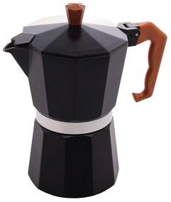 Cafeteira Italiana De Alumínio 6 Doses Com Cabo Em Plástico Preta Fosca 300ml 29113 Wolff