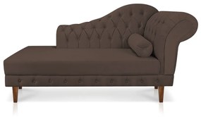 Divã Recamier Capitonê Mônaco 165 cm Suede Marrom Pés Chanfrado- D'Rossi