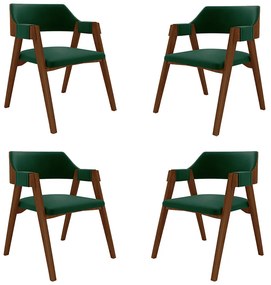 Kit 4 Cadeiras Sala de Jantar e Jogos Carteados Madeira Maciça Poker Veludo Verde/Imbuia G42 - Gran Belo